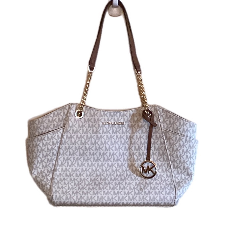 MICHAEL Kors Women's Jet Set Travel Saffiano Large Chain Shoulder Tote